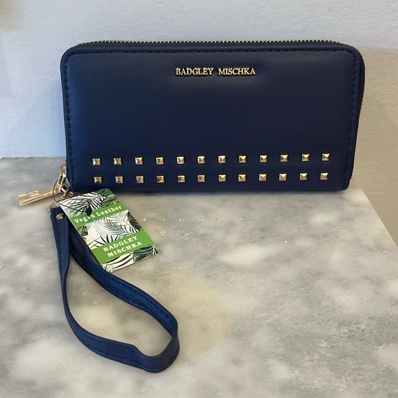 Badgley Mischka Handbags - NWT Badgley Mischka Navy Blue Allover Purse Long Wallet Vegan Leather